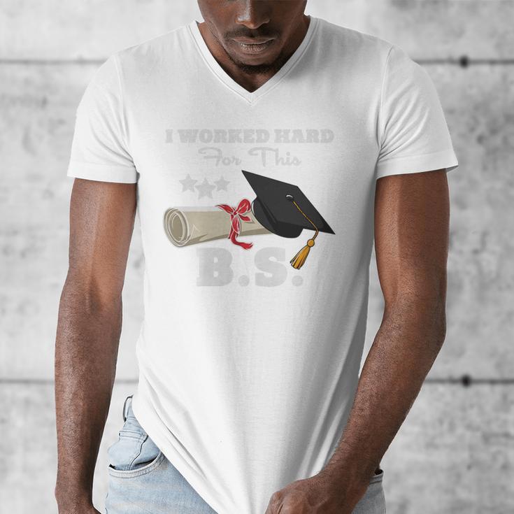 I Worked Hard For This BS Men Women Graduation Premium Tri-Blend Men's V-Neck T-Shirt