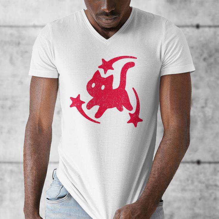 Yk2 Grunge Scary Cat With Shooting Stars 90s Nostalgia Men's V-Neck T-Shirt