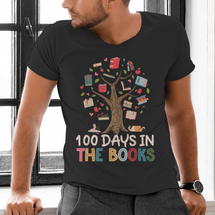 100 Days In The Books Reading Teacher Cute Book Lover Men's V-Neck T-Shirt