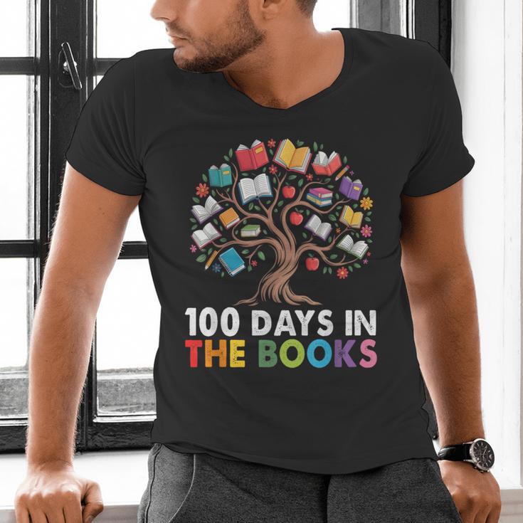 100 Days In The Books Reading Teachers Librarians School Men's V-Neck T-Shirt