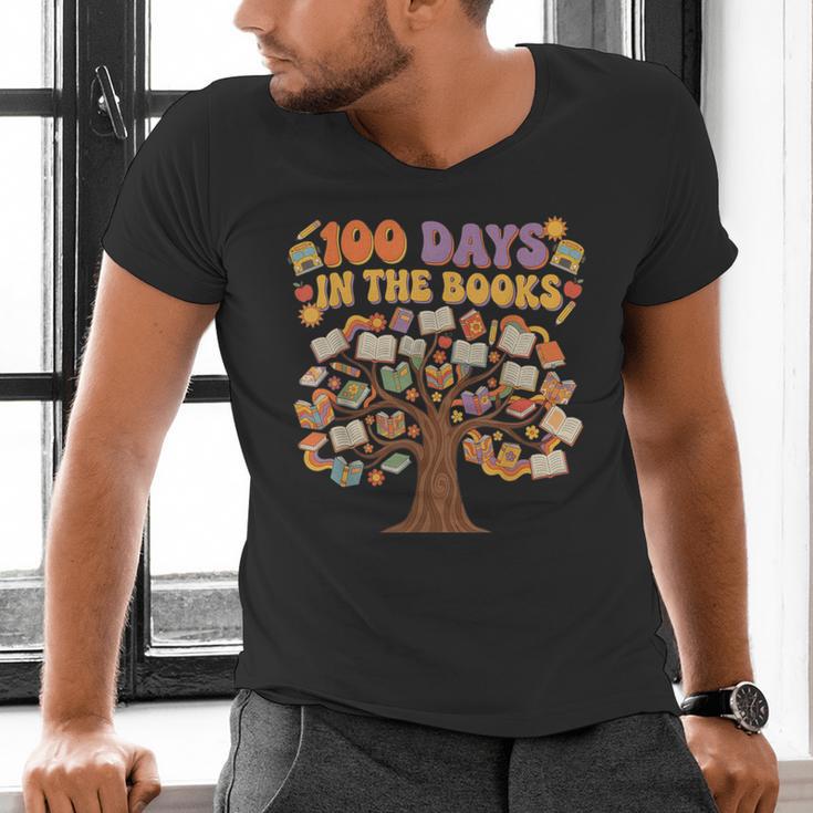 100 Days Of School 100 Days In The Books Librarian Read Men's V-Neck T-Shirt 100 Days Of School 100 Days In The Books Librarian Read Men's V-Neck T-Shirt