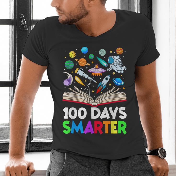 100th Day Of School Astronaut Books Space 100 Days Smarter Men's V-Neck T-Shirt 100th Day Of School Astronaut Books Space 100 Days Smarter Men's V-Neck T-Shirt