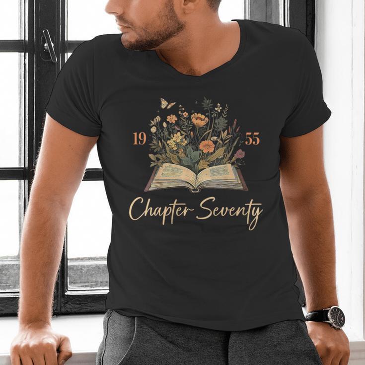 1955 Chapter Seventy 70th Birthday Wildflower Book 70 Yr Old Men's V-Neck T-Shirt 1955 Chapter Seventy 70th Birthday Wildflower Book 70 Yr Old Men's V-Neck T-Shirt