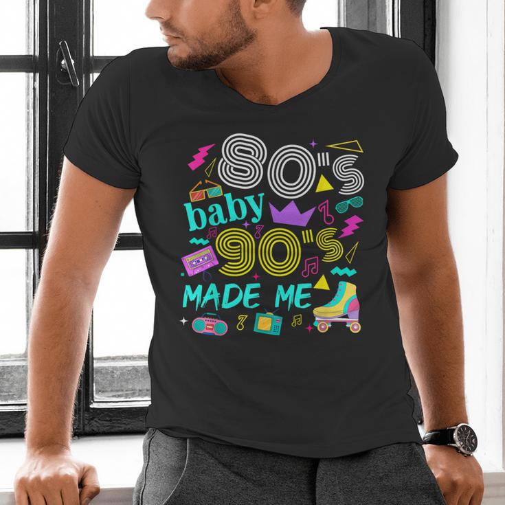1980s 80's Baby 1990s 90's Made Me Birthday Nostalgia Vibes Men's V-Neck T-Shirt