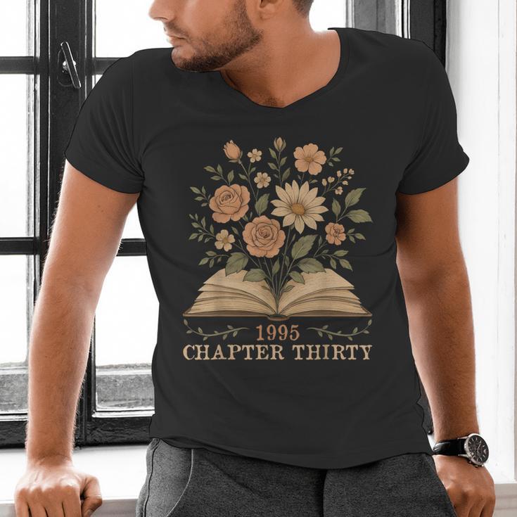 1995 Chapter Thirty Birthday Wildflower Book 30 Year Old Men's V-Neck T-Shirt 1995 Chapter Thirty Birthday Wildflower Book 30 Year Old Men's V-Neck T-Shirt