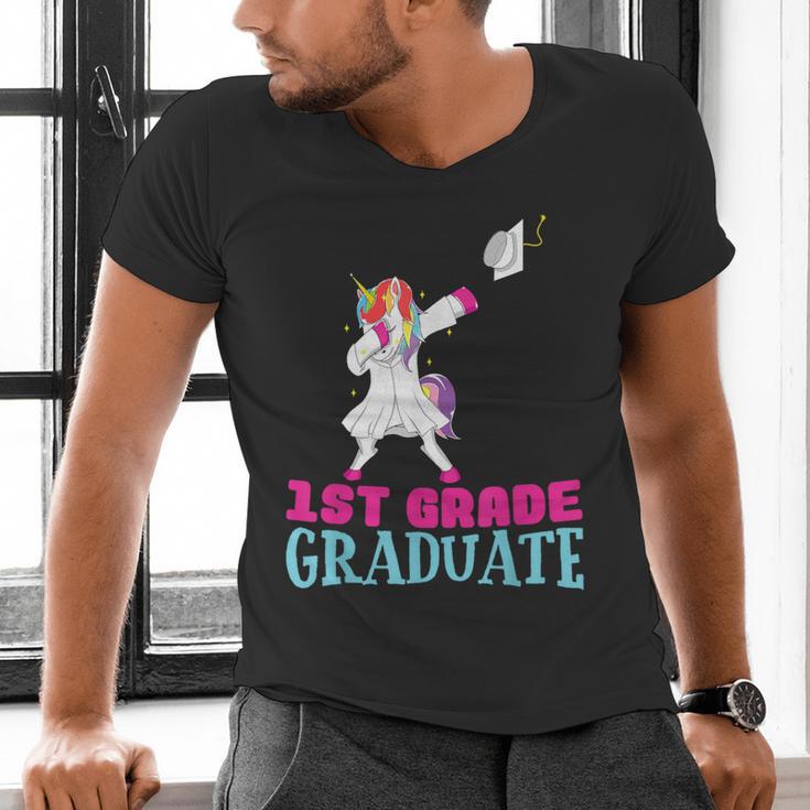 1st Grade Graduation Dabbing Unicorn Lover T-Shirt Kids Men's V-Neck T-Shirt