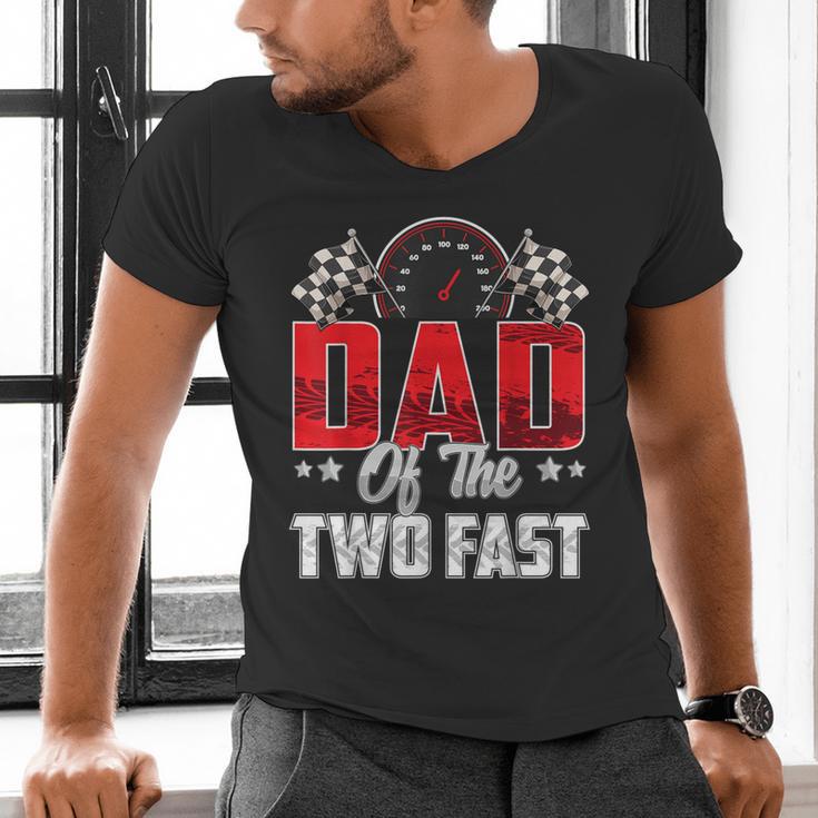 2 Year Old Racing Car Two Fast Birthday 2nd Family Dad Men's V-Neck T-Shirt
