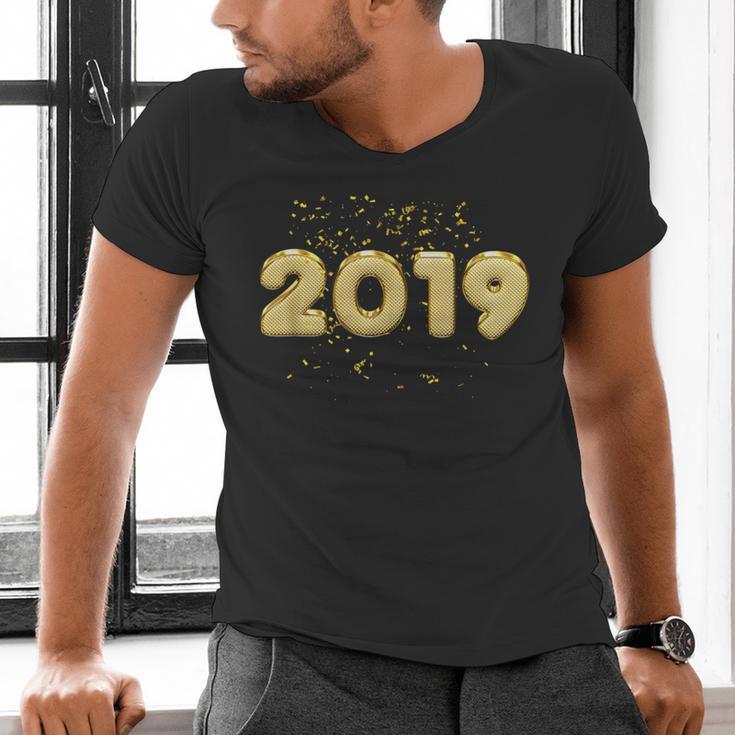 2019 Gold Confetti GraduationShirt High School College Men's V-Neck T-Shirt