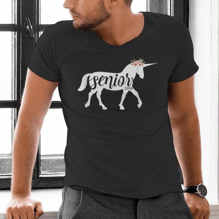 2019 Senior Unicorn Shirt Graduation High School College Men's V-Neck T-Shirt