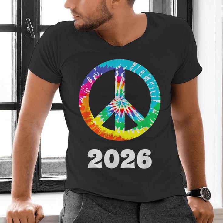 2026 Graduation Class Year Tie Dye Peace Sign Graduate Shirt Men's V-Neck T-Shirt