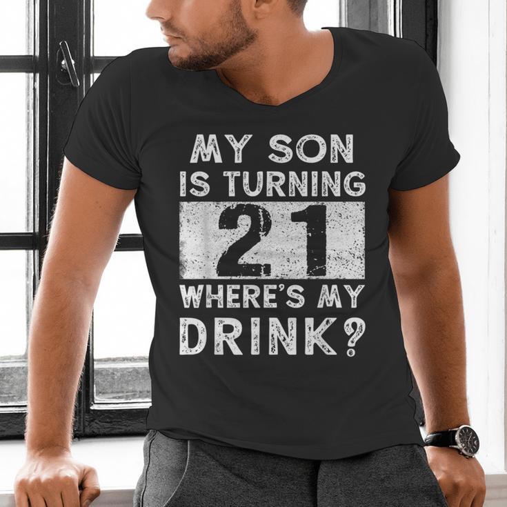 21st Birthday Dad Mom 21 Year Old Son Matching Family Men's V-Neck T-Shirt