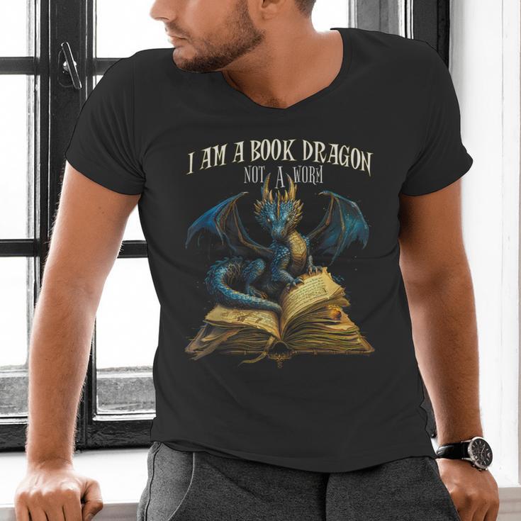 3 Bookish Quote I Am a Book Dragon Not a Worm Reading Book Men's V-Neck T-Shirt 3 Bookish Quote I Am a Book Dragon Not a Worm Reading Book Men's V-Neck T-Shirt