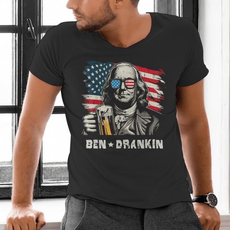 4th Of July Franklin Ben Drankin American Dad Men Women Men's V-Neck T-Shirt 4th Of July Franklin Ben Drankin American Dad Men Women Men's V-Neck T-Shirt