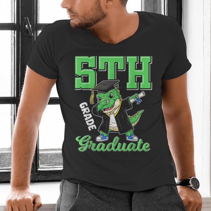 5th Grade Graduate Dinosaur Dab Graduation School Men's V-Neck T-Shirt