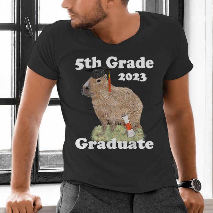 5th Grade Graduation Class Of 2023 Capybara Fifth Graduate Men's V-Neck T-Shirt