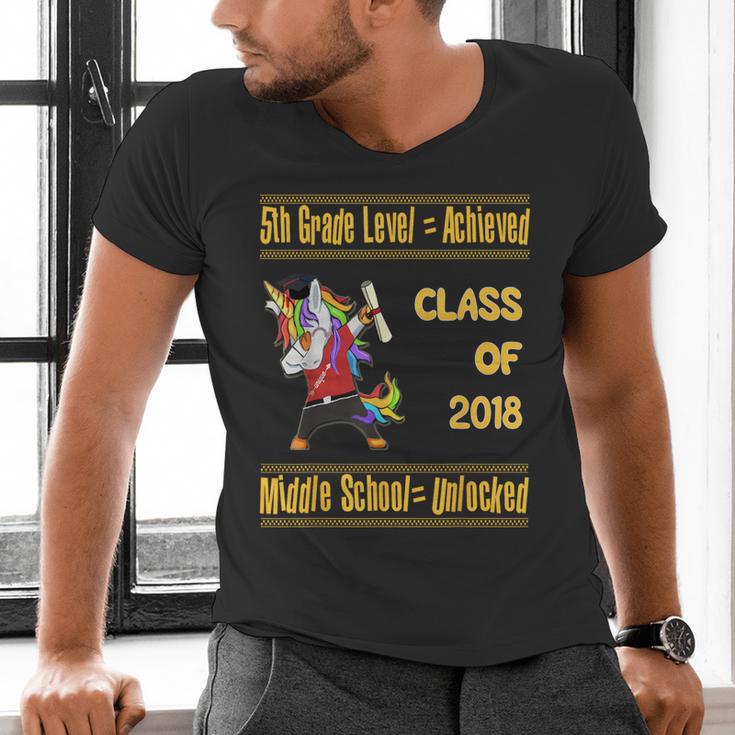 5th Grade Graduation Shirt Dabbing Unicorn Boys Class 2018 Men's V-Neck T-Shirt