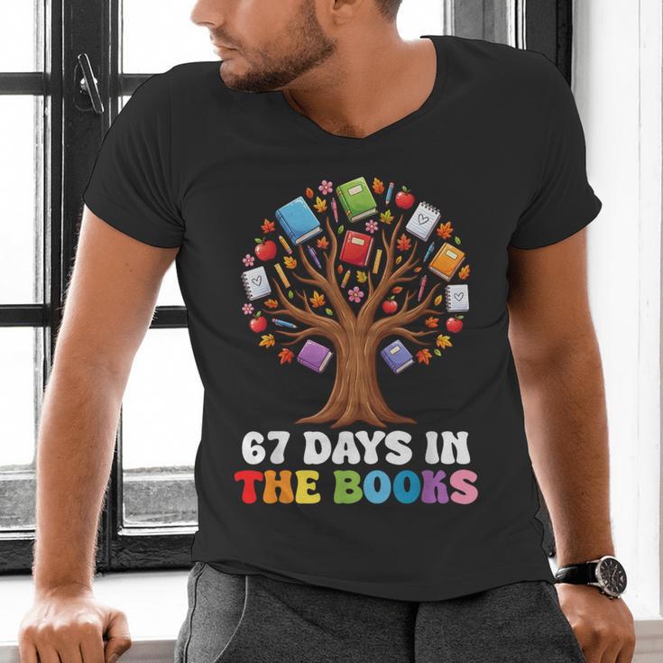 67 Days In The Books Reading Teacher 67th Day Of School Kids Men's V-Neck T-Shirt 67 Days In The Books Reading Teacher 67th Day Of School Kids Men's V-Neck T-Shirt