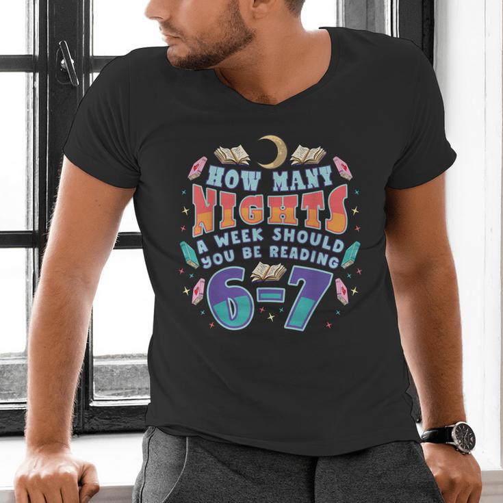 67 Meme Reading How Many Nights Should Read Book Six Seven Men's V-Neck T-Shirt