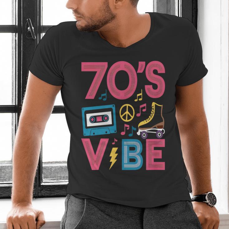 70s Retro Style Roller Skate Cassette Music Nostalgia Men's V-Neck T-Shirt 70s Retro Style Roller Skate Cassette Music Nostalgia Men's V-Neck T-Shirt