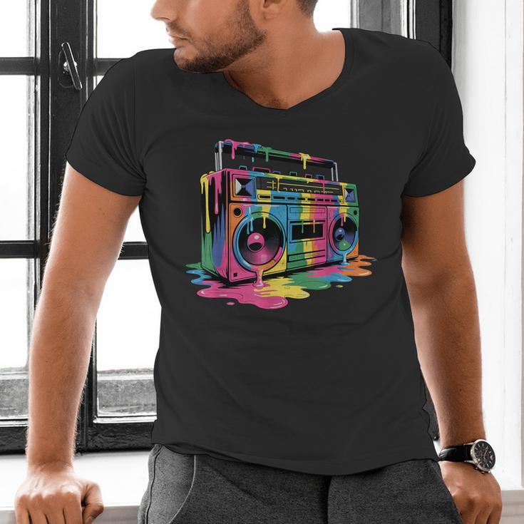 80s 90s Hip Hop Nostalgia Retro Boombox Music Lovers Men's V-Neck T-Shirt