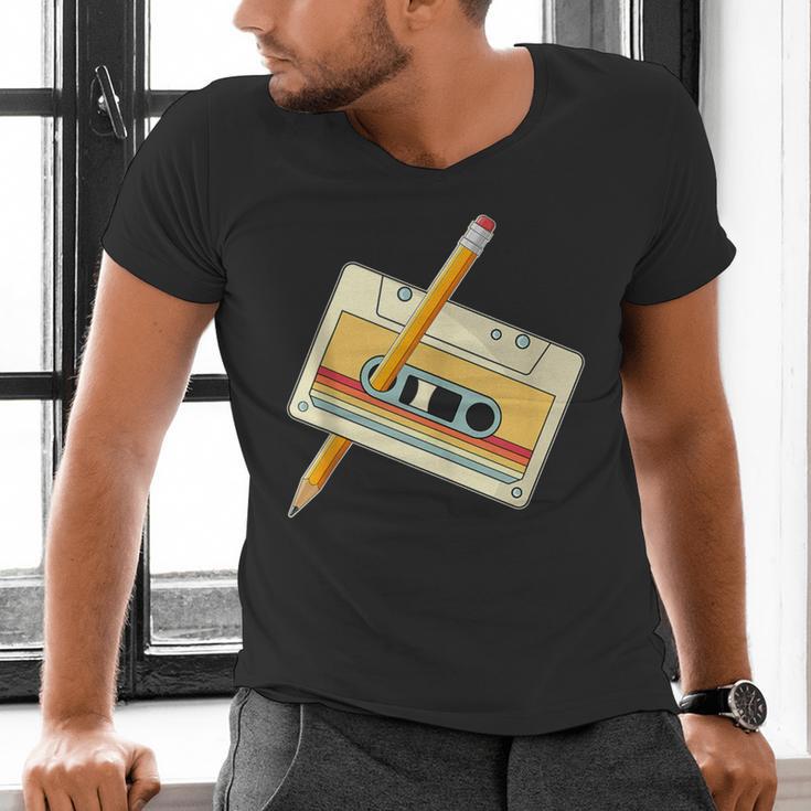 80's 90's Retro Music Party Costume Nostalgia Cassette Men's V-Neck T-Shirt