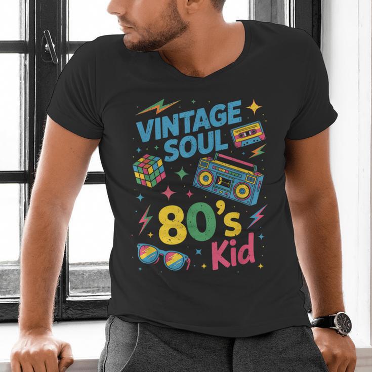 80’s Kid Nostalgia Retro Music Lover Retro 1980s Throwback Men's V-Neck T-Shirt