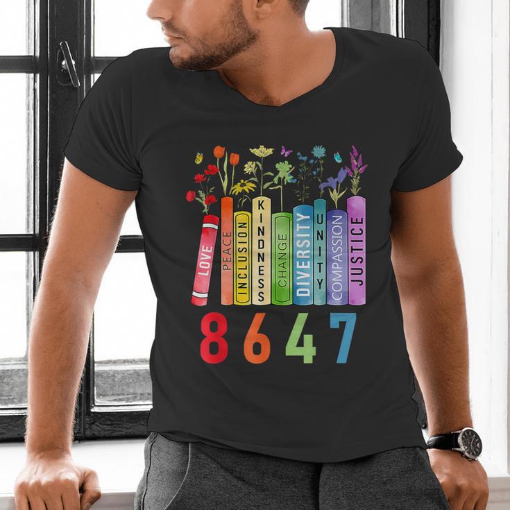 8647 Equal Rights Book Flower Trump Women Rights Feminist Men's V-Neck T-Shirt