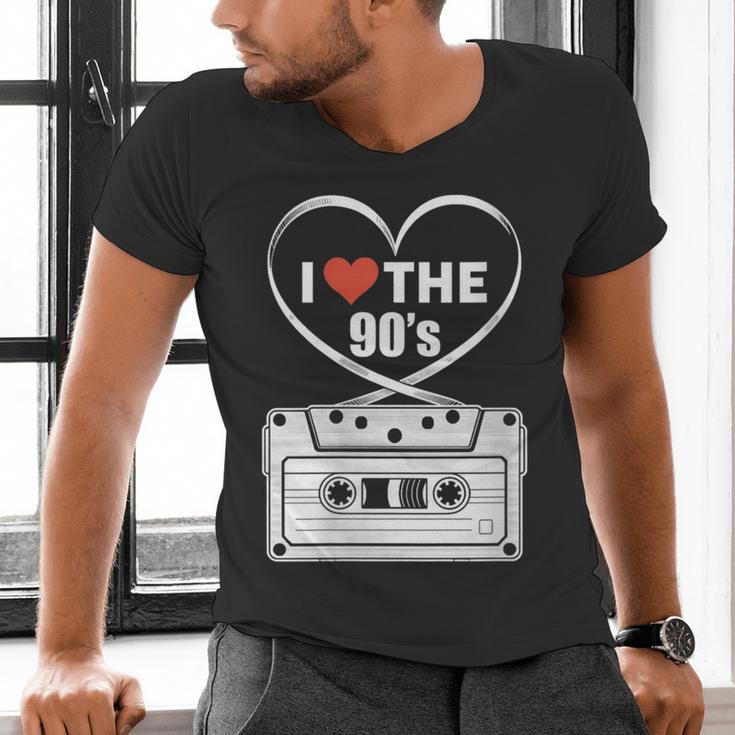90s Nostalgia Cassette Heart Retro I Love The 90s Men's V-Neck T-Shirt