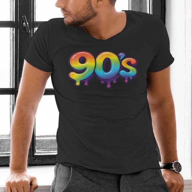 90s Retro Pop Art Rainbow Lips Nostalgia Costume 90s Men's V-Neck T-Shirt