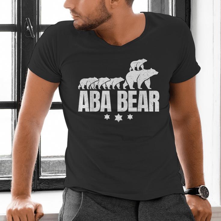 Aba Bear For Jewish Dad With Four Kids On Father's Day Men's V-Neck T-Shirt
