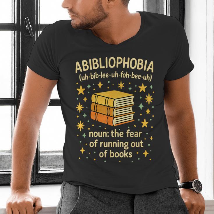 Abibliophobia Book Lover Reading Humor Graphic Men's V-Neck T-Shirt
