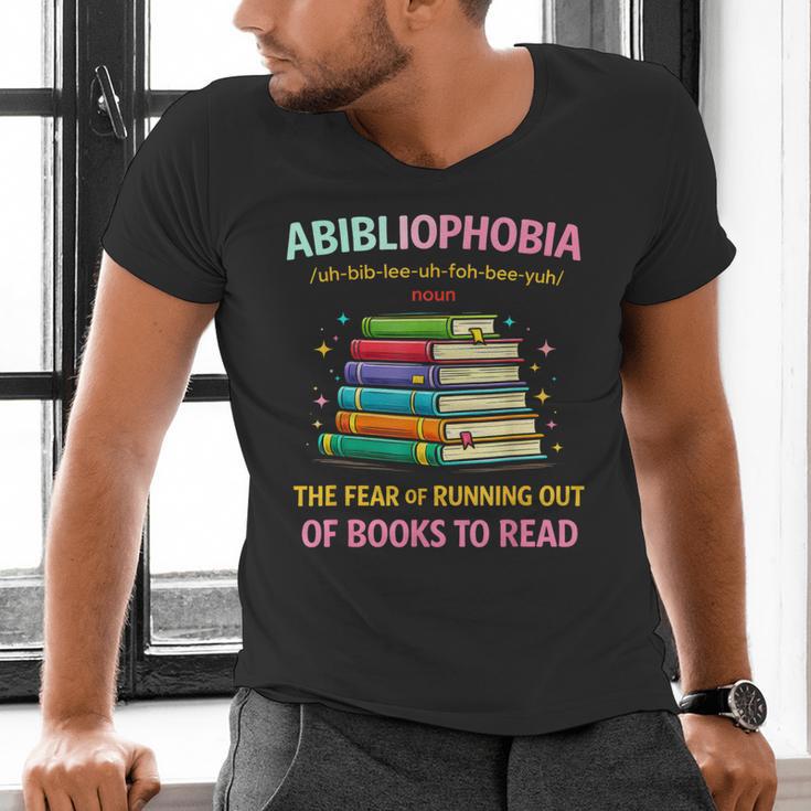 Abibliophobia Book Lovers Graphic Men's V-Neck T-Shirt