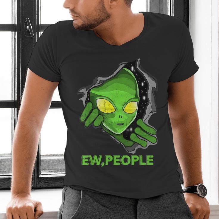 Alien Face Ew People UFO Introvert Meme Men Women Kids Men's V-Neck T-Shirt Alien Face Ew People UFO Introvert Meme Men Women Kids Men's V-Neck T-Shirt
