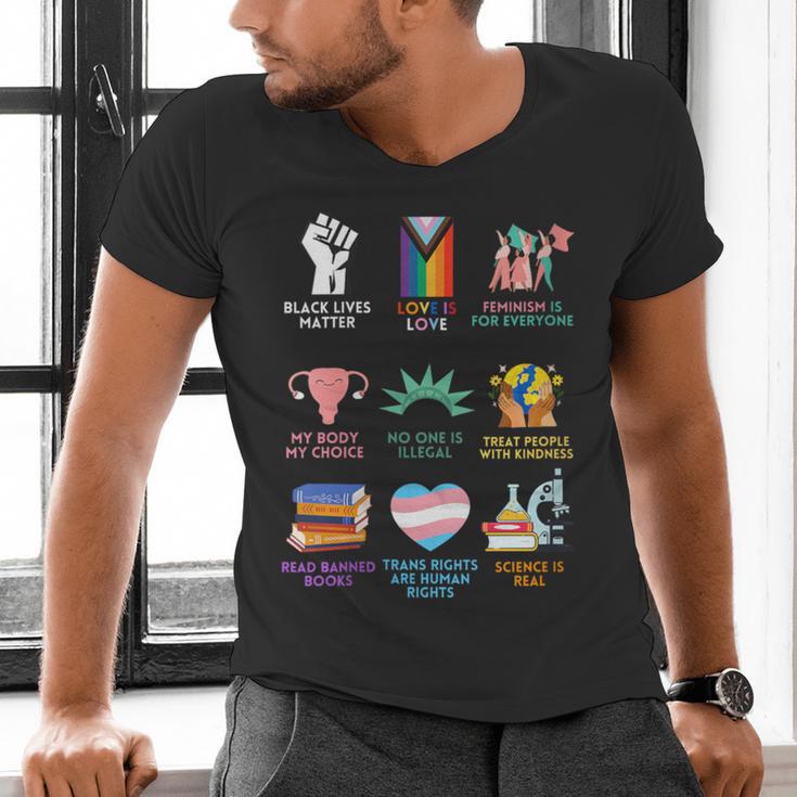 Ally Anti Trump Liberal BLM Love Is Love Banned Books Icons Men's V-Neck T-Shirt