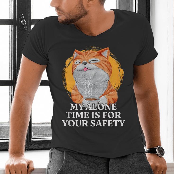 My Alone Time Is For Your Safety Coffee Lover Introvert Men's V-Neck T-Shirt