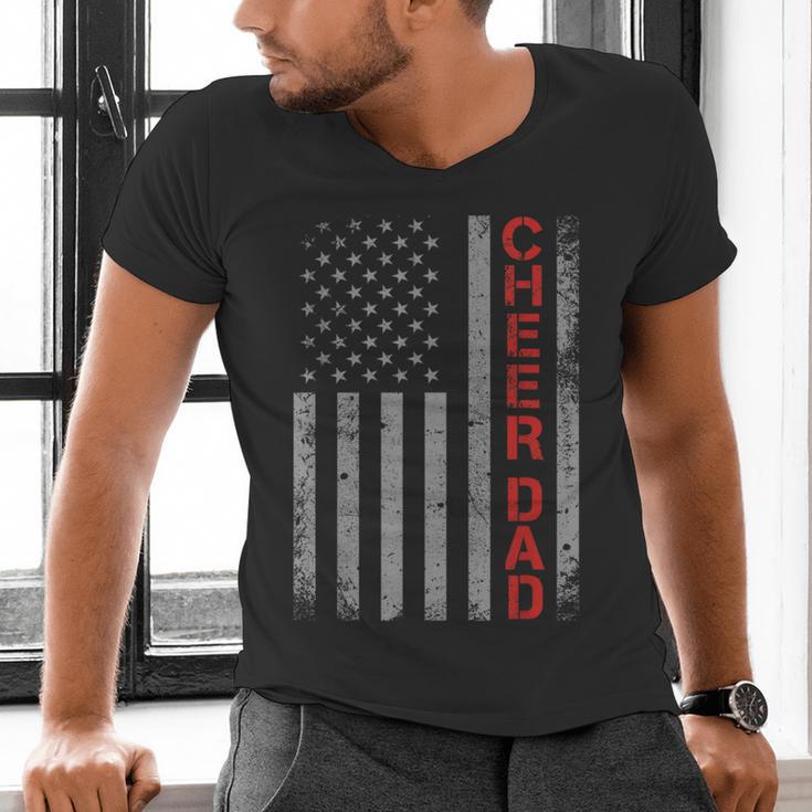American Flag Cheer Dad Vintage Patriotic Father Cheerleader Men's V-Neck T-Shirt