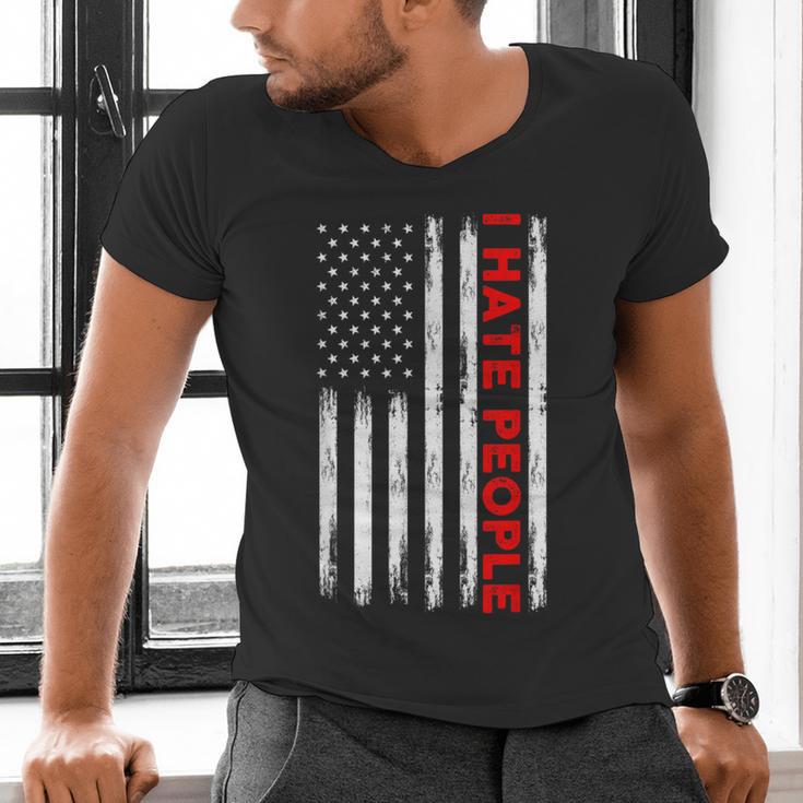 American Flag Loner Geeks Antisocial For Introvert Pride Men's V-Neck T-Shirt