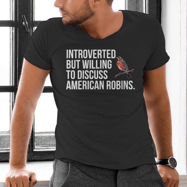 American Robin Bird Watching Lover Introvert Quote Men's V-Neck T-Shirt American Robin Bird Watching Lover Introvert Quote Men's V-Neck T-Shirt