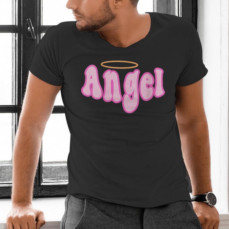 Angel Y2k Aesthetic 2000s Millennial Nostalgia Retro Pink Men's V-Neck T-Shirt Angel Y2k Aesthetic 2000s Millennial Nostalgia Retro Pink Men's V-Neck T-Shirt