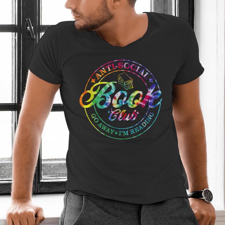 Anti Social Book Club Go Away I'm Reading Book Tie Dye Men's V-Neck T-Shirt