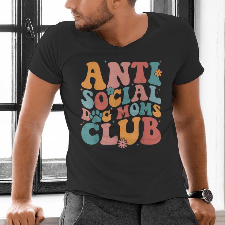 Anti Social Dog Moms Club Introvert Dog Mom Retro Men Women Men's V-Neck T-Shirt