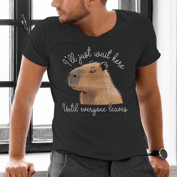 Antisocial Introvert Capybara Sarcastic Humor Men's V-Neck T-Shirt