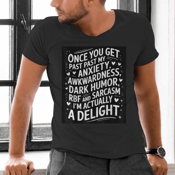 Anxiety Awkward Dark Humor Quote Introverts Sarcastic Men's V-Neck T-Shirt