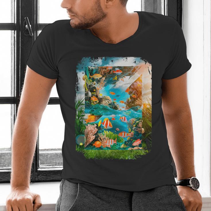 Aqua In The Skies Frutiger Aero Men's V-Neck T-Shirt Aqua In The Skies Frutiger Aero Men's V-Neck T-Shirt