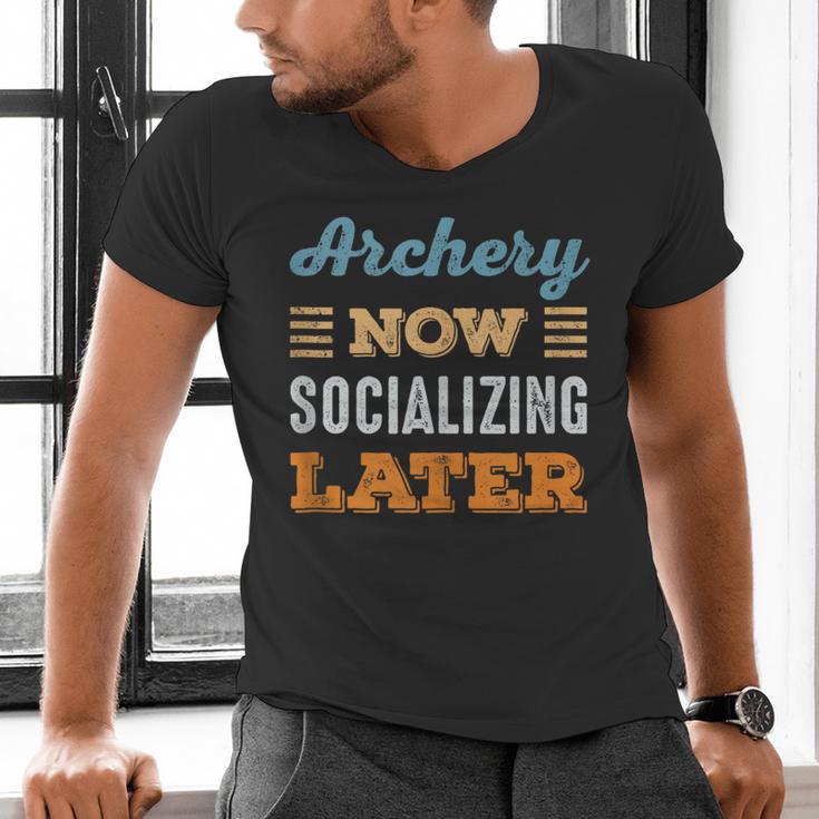 Archery Now Minimal Socializing Introvert Vintage Men's V-Neck T-Shirt Archery Now Minimal Socializing Introvert Vintage Men's V-Neck T-Shirt