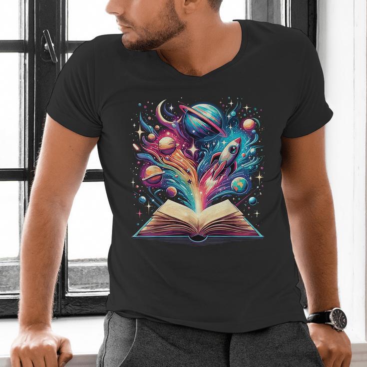 Astronomy Space Lover Books Bookworm Men's V-Neck T-Shirt