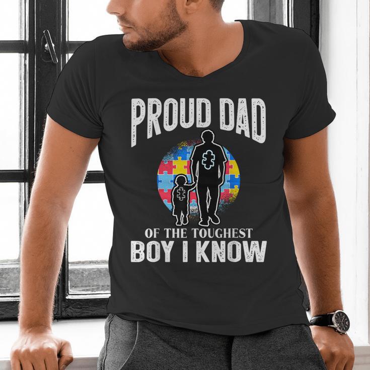 Autism Awareness For Proud Dad Support Autistic Kids Men's V-Neck T-Shirt