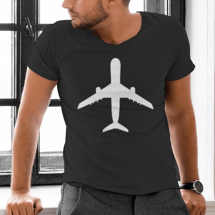 Aviation Geek Airplane Pilot Dad Husband Father's Day Xmas Men's V-Neck T-Shirt