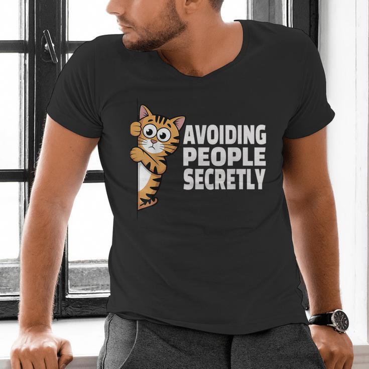 Avoiding People Secretly Cat Introvert Humor Men's V-Neck T-Shirt