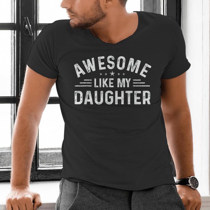 Awesome Like My Daughter Retro Men Dad Fathers Men's V-Neck T-Shirt